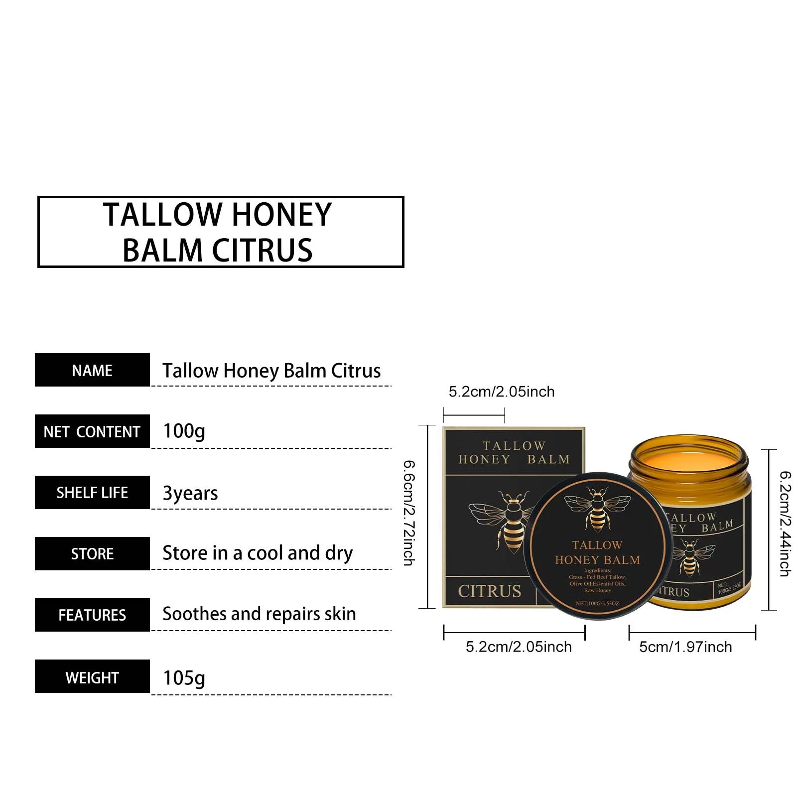 Tallow Honey Cream Glow Hydrating Skin Improve Elasticity Soft Bleaching Improve Dullness Firming Face Body Moisturizer Lotion Essential Avenue