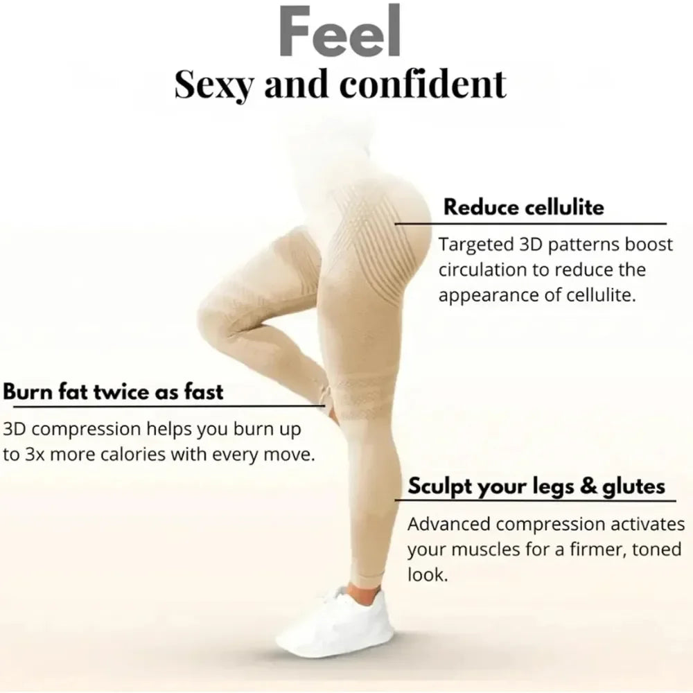 Slimove Cellulite 3D Leggings, High Waisted Butt Lifting Tummy Training Control, Anti Cellulite Legging for Gym Workout Essential Avenue