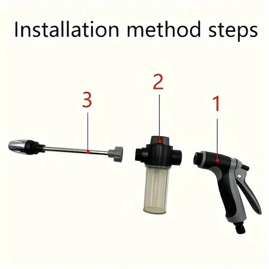 Portable High-Pressure Water Gun Adjustable Metal Cleaning Car Wash Machine Garden Watering Hose Nozzle Sprinkler Foam Water Gun Essential Avenue
