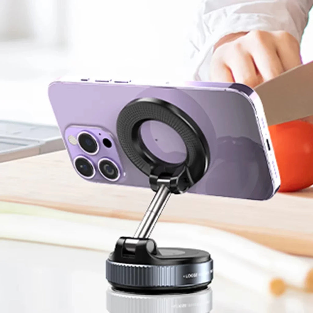Car Phone Magnetic Stand Mechanical Vacuum Suction Cup Rotate 360° Magnetic Adsorption Bracket Navigation Universal Holder Essential Avenue