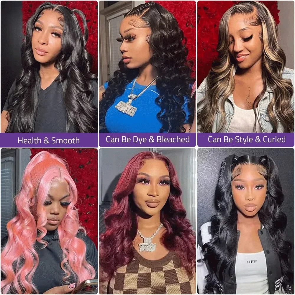 Body Wave 13x6 HD Transparent Lace Front Human Hair Wig 40 Inch Pre Plucked 220 Density 5x5 Glueless Lace Frontal Wigs for Women Essential Avenue