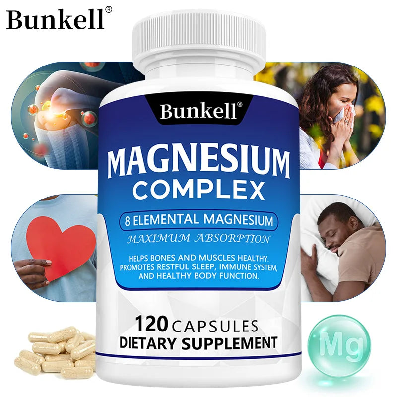 Magnesium Complex - Magnesium Glycinate, Magnesium Malate, Supports Muscle, Bone Health, Sleep Quality, Relieves Anxiety Essential Avenue