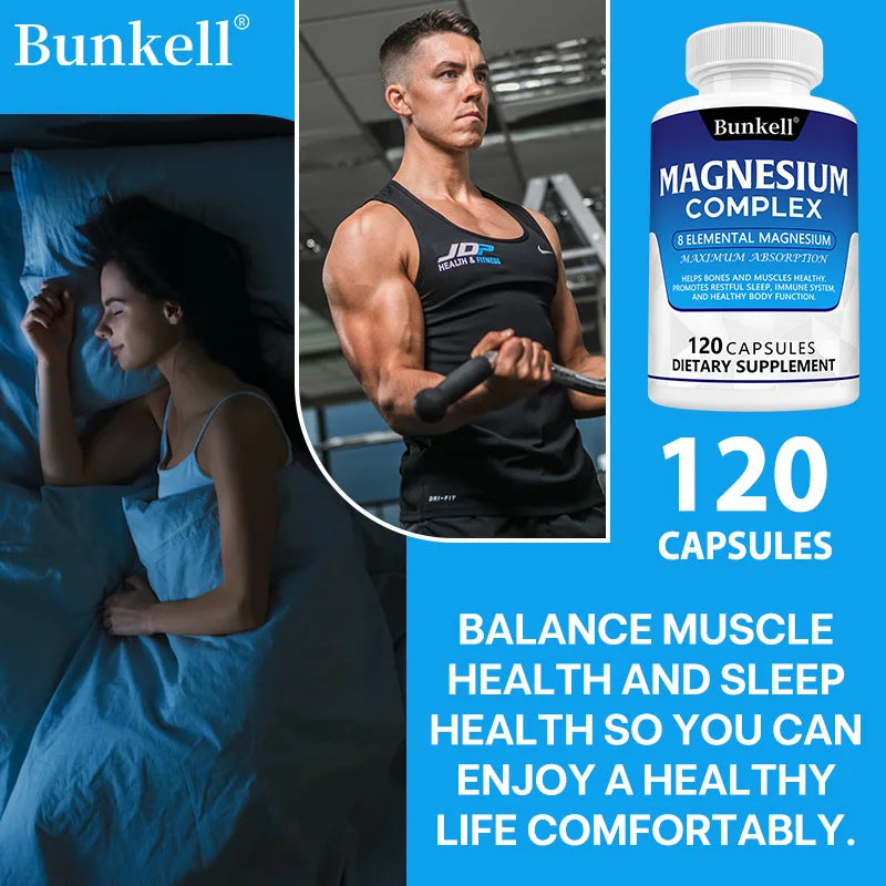 Magnesium Complex - Magnesium Glycinate, Magnesium Malate, Supports Muscle, Bone Health, Sleep Quality, Relieves Anxiety Essential Avenue